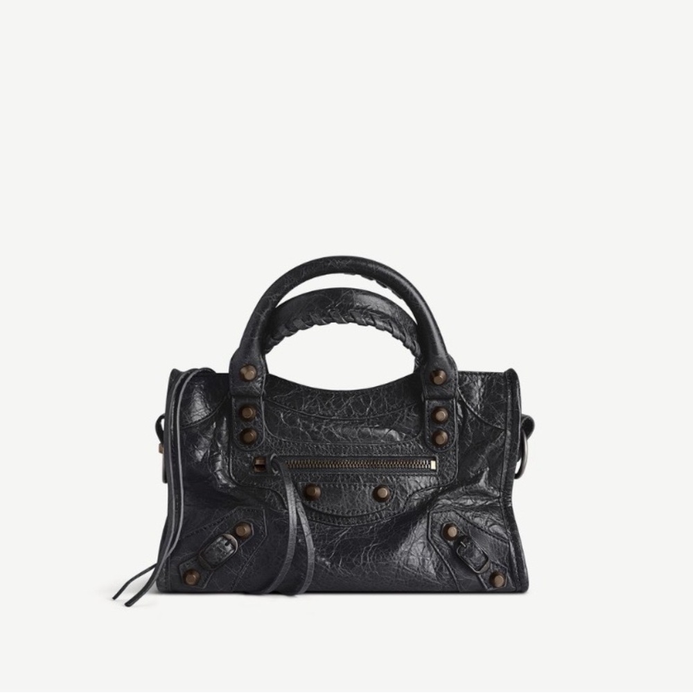 Balenciaga Black Textured Satchel
